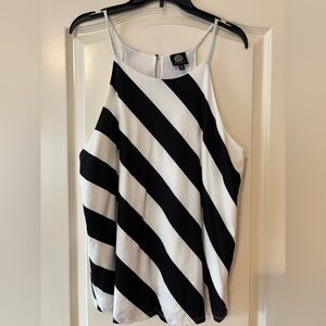 bobeau Black and White Diagonal Stripe Camisole